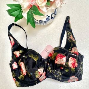 Stunning SILK BRA - ELORA floral bra w feminine shabby chic vibe